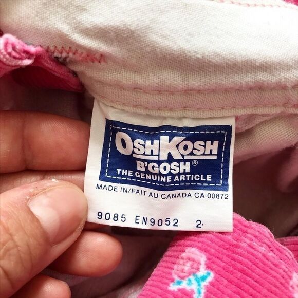 Vintage Oshkosh pink floral corduroy overalls 2T - Picture 7 of 8